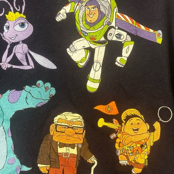 DISNEY PIXAR All Characters Colorful-BLACK Tee Shirt Medium EUC - Picture 7 of 9